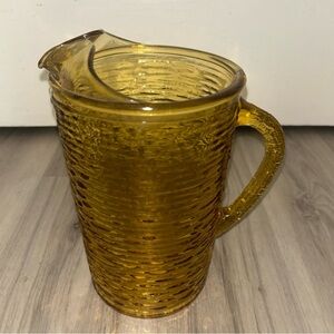 Vintage anchor hocking Textured Amber Glass Pitcher